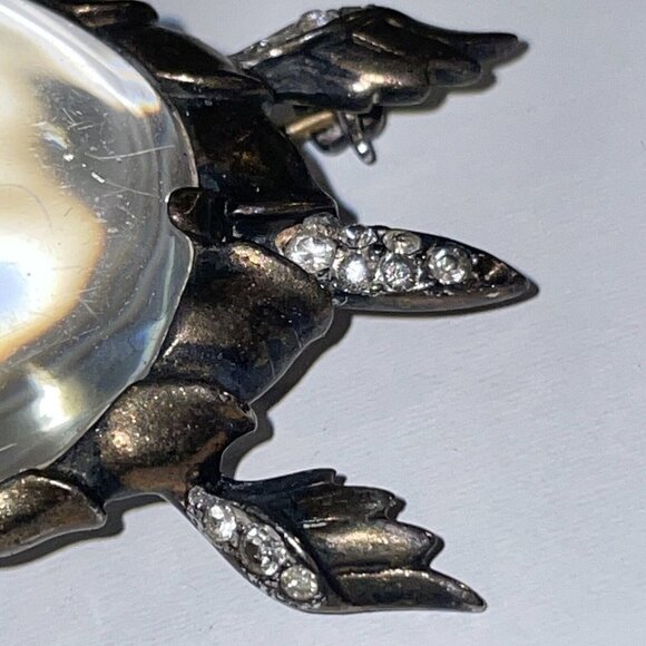 Crown Trifari Alfred Philippe Sterling Silver Jelly Belly Turtle Brooch Pin Read - Picture 8 of 16